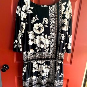 Floral black and white Tunic. So comfortable and hides any problems areas.